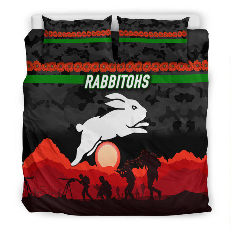 south-sydney-rabbitohs-anzac-2022-bedding-set-simple-style-black