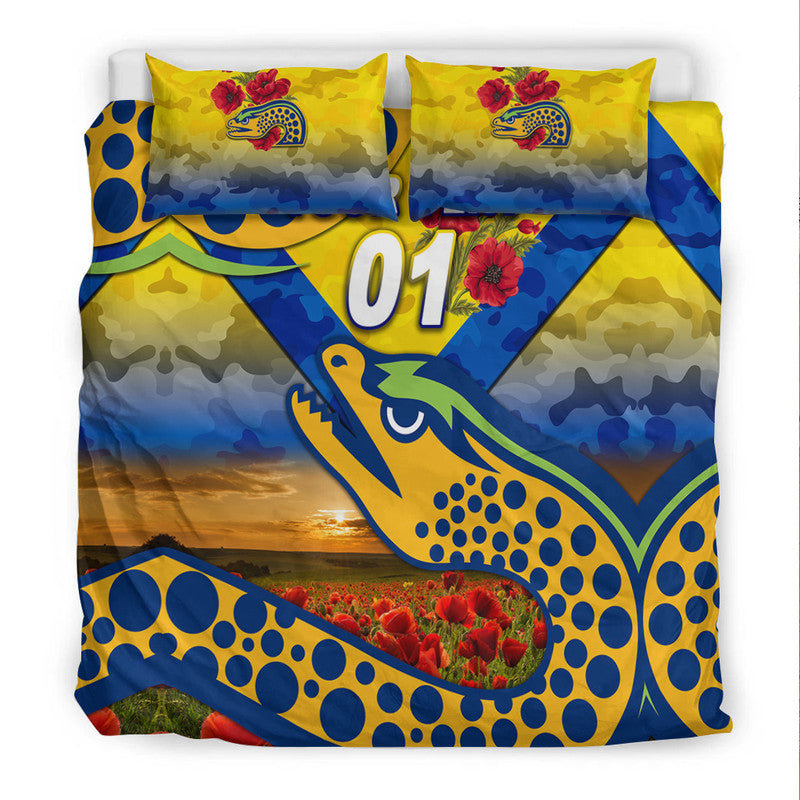 custom-personalised-parramatta-eels-anzac-2022-bedding-set-poppy-flowers-vibes-gold