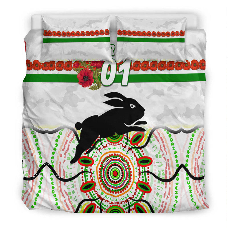 custom-personalised-south-sydney-rabbitohs-anzac-2022-bedding-set-indigenous-vibes-white