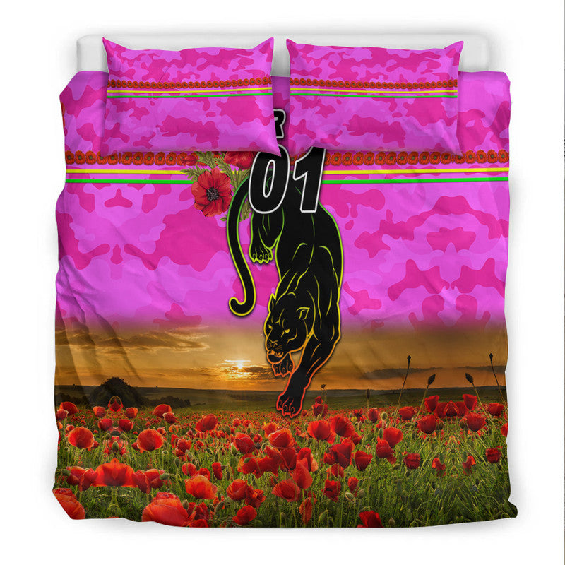 custom-personalised-penrith-panthers-anzac-2022-bedding-set-poppy-flowers-vibes-pink