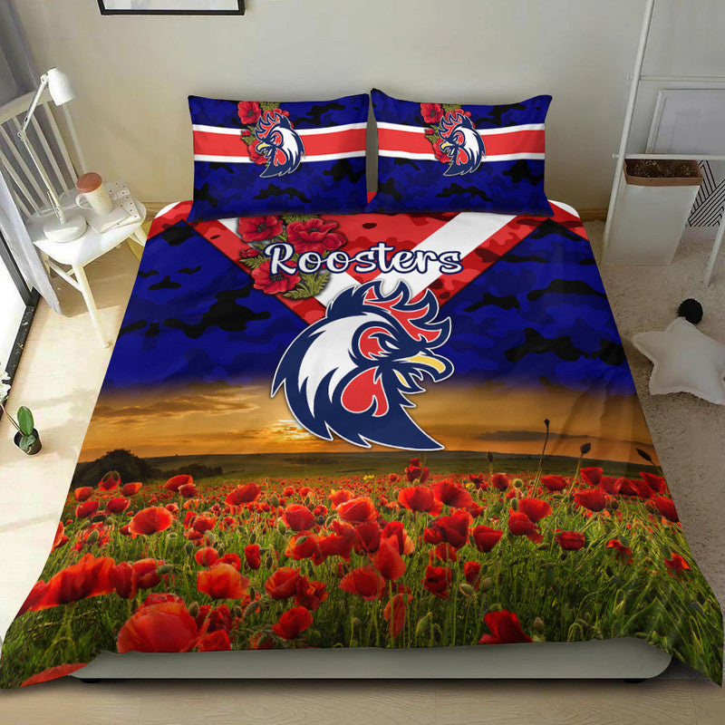 sydney-roosters-anzac-2022-bedding-set-poppy-flowers-vibes-blue