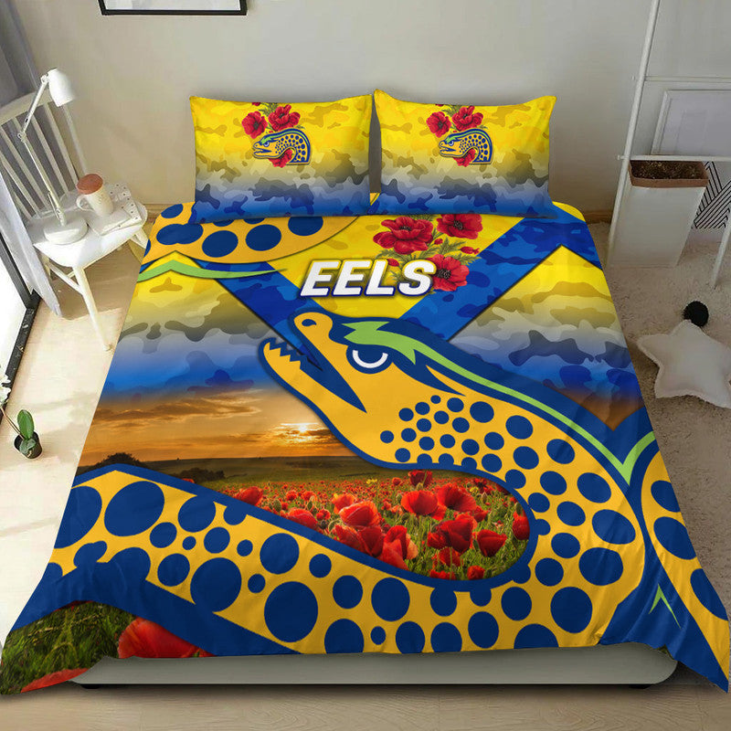 parramatta-eels-anzac-2022-bedding-set-poppy-flowers-vibes-gold