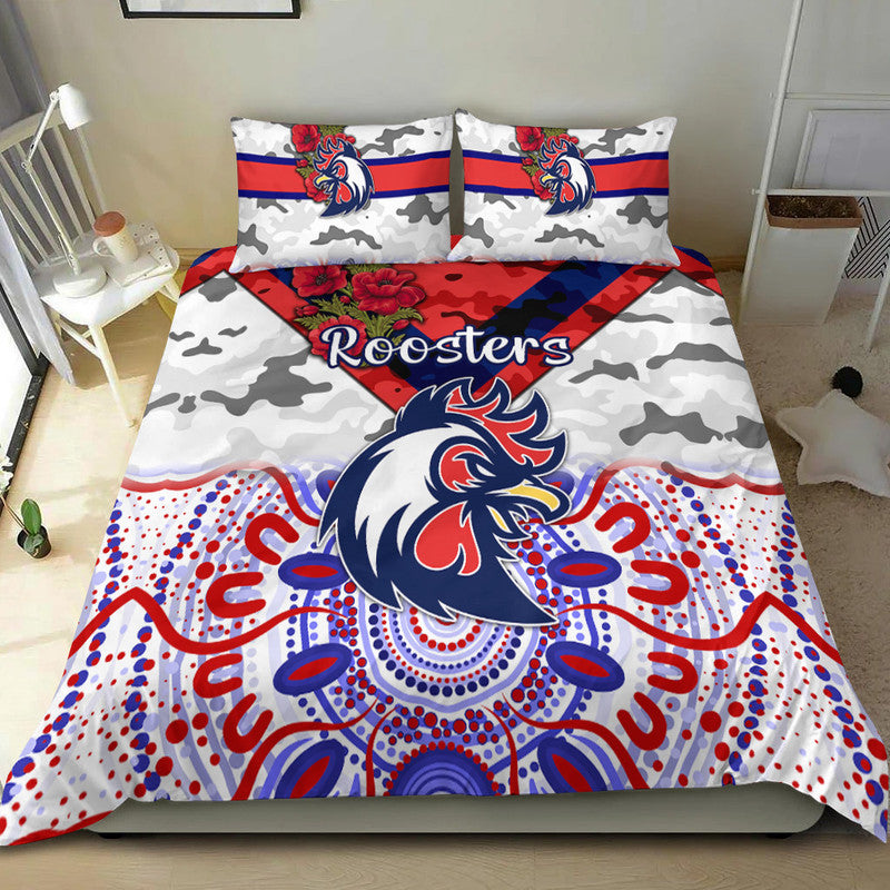 sydney-roosters-anzac-2022-bedding-set-indigenous-vibes-white