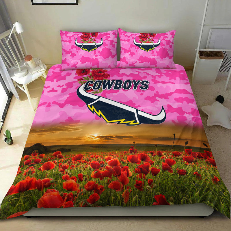 north-queensland-cowboys-anzac-2022-bedding-set-poppy-flowers-vibes-pink