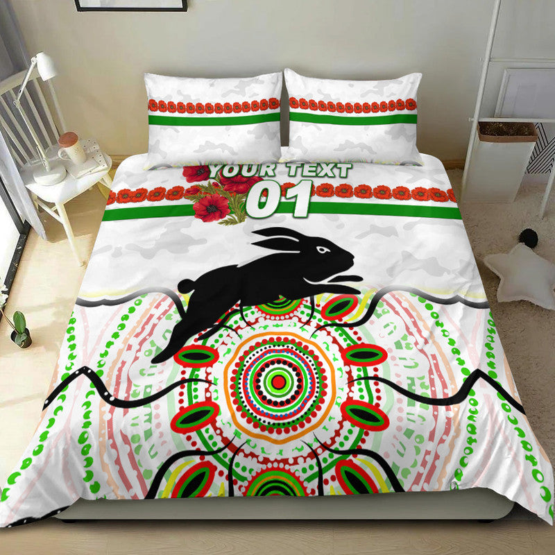 custom-personalised-south-sydney-rabbitohs-anzac-2022-bedding-set-indigenous-vibes-white