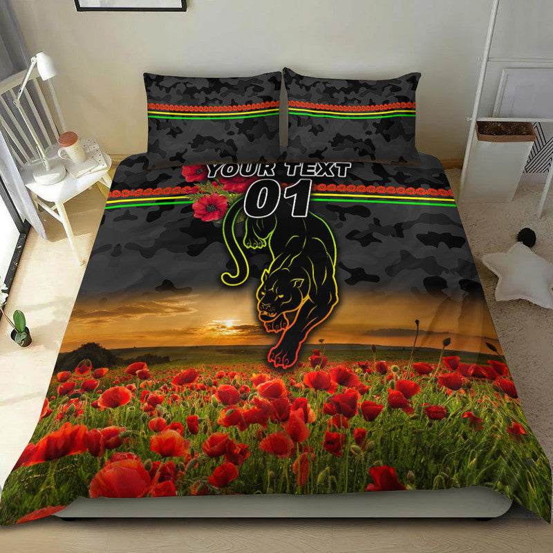 custom-personalised-penrith-panthers-anzac-2022-bedding-set-poppy-flowers-vibes-black