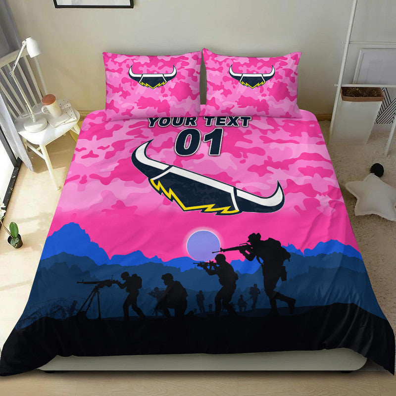 custom-personalised-north-queensland-cowboys-anzac-2022-bedding-set-simple-style-pink