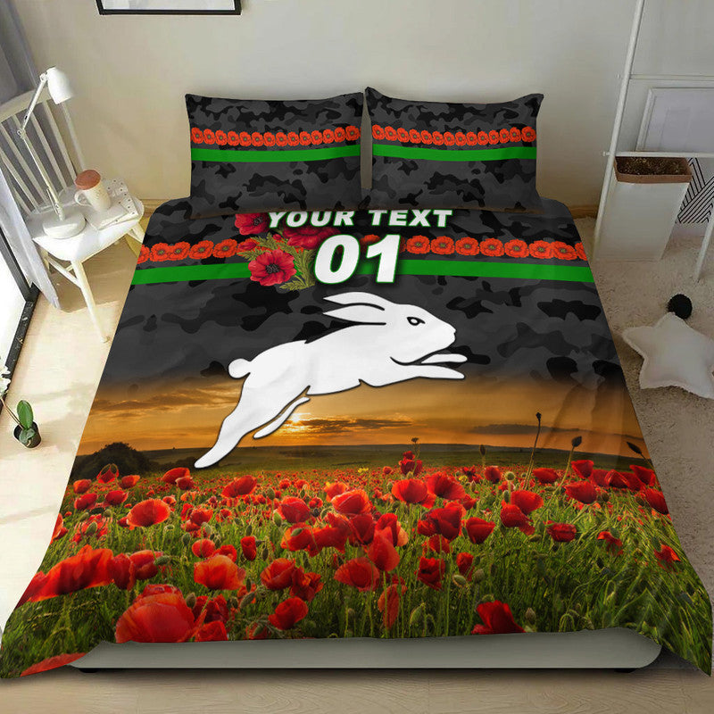 custom-personalised-south-sydney-rabbitohs-anzac-2022-bedding-set-poppy-flowers-vibes-black