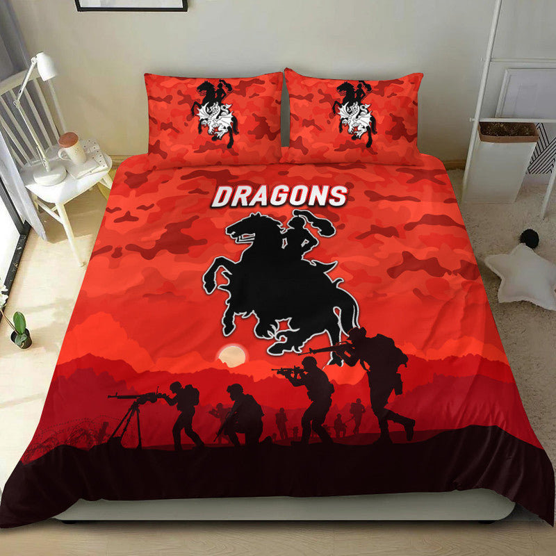 st-george-illawarra-dragons-anzac-2022-bedding-set-simple-style-red