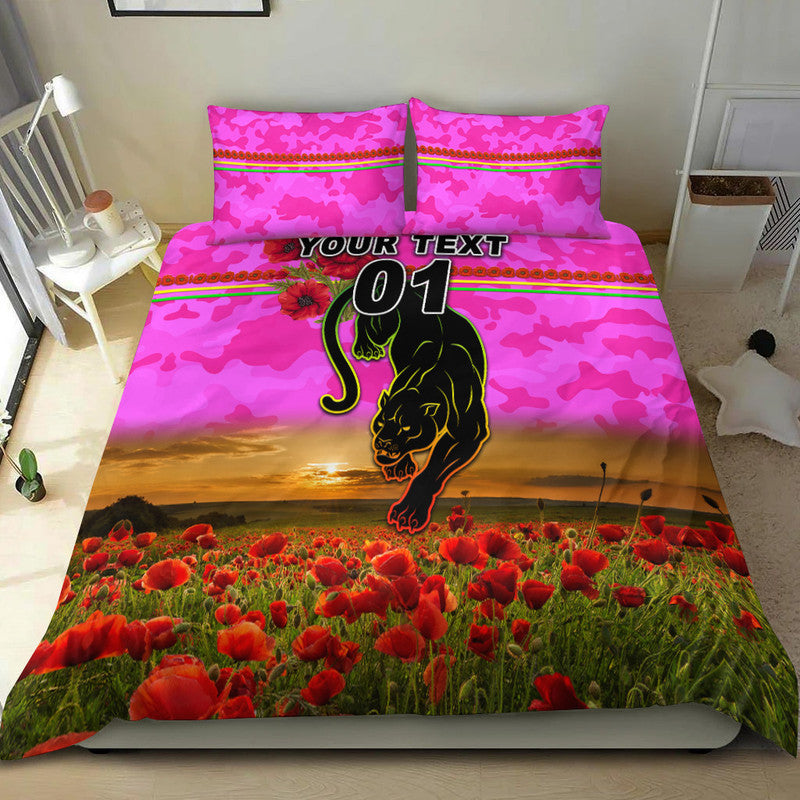 custom-personalised-penrith-panthers-anzac-2022-bedding-set-poppy-flowers-vibes-pink