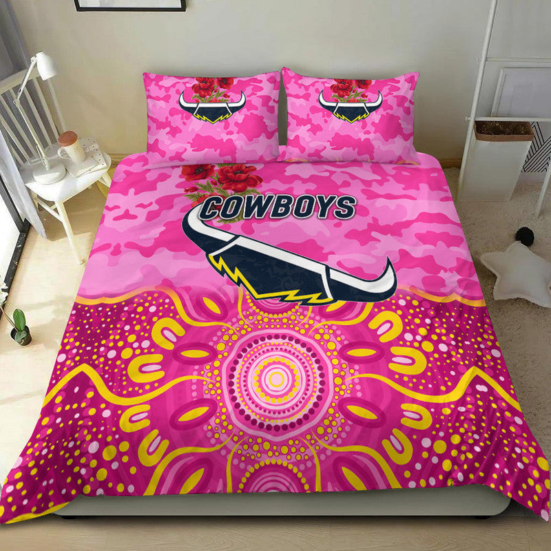 north-queensland-cowboys-anzac-2022-bedding-set-indigenous-vibes-pink