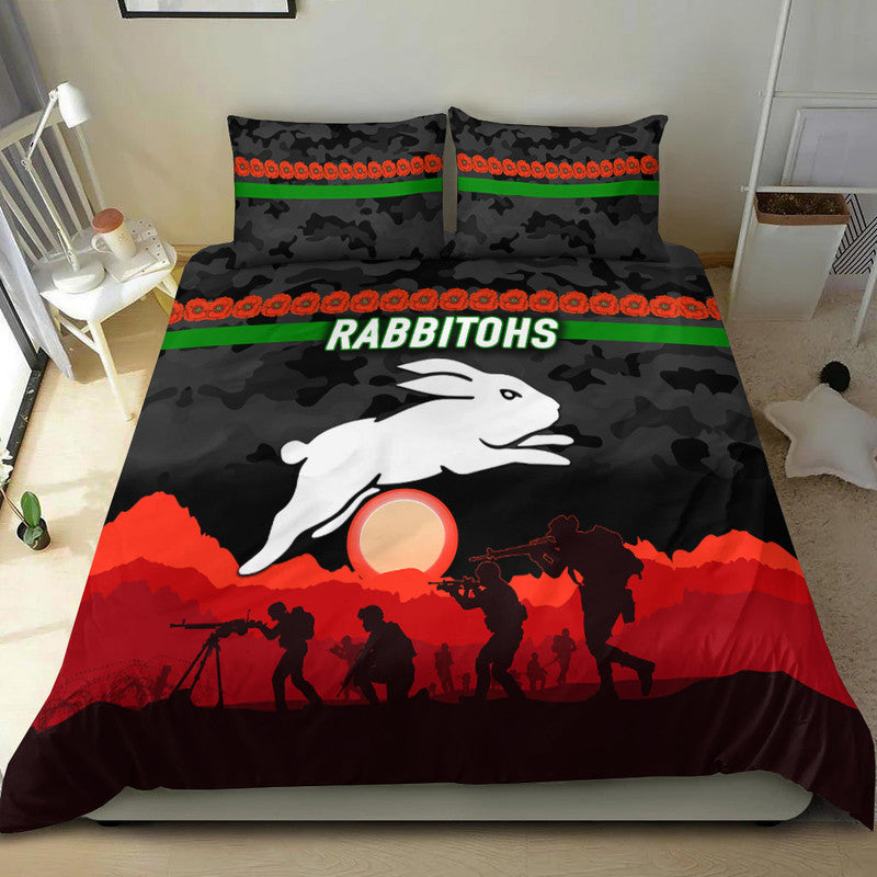 south-sydney-rabbitohs-anzac-2022-bedding-set-simple-style-black