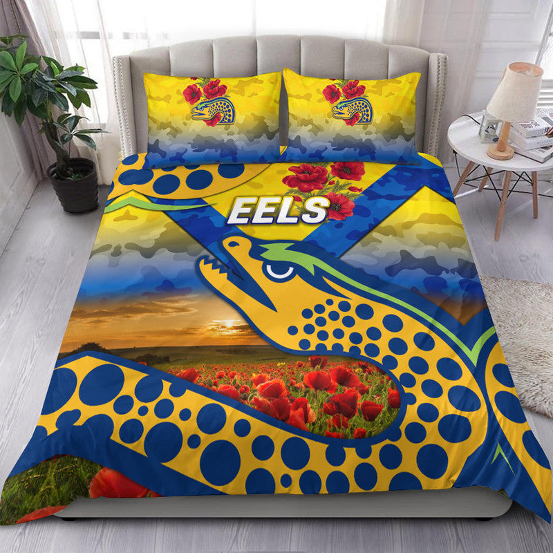 parramatta-eels-anzac-2022-bedding-set-poppy-flowers-vibes-gold