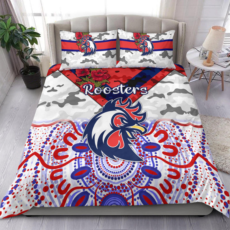 sydney-roosters-anzac-2022-bedding-set-indigenous-vibes-white