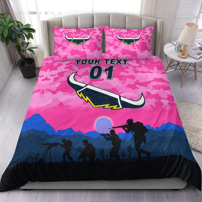 custom-personalised-north-queensland-cowboys-anzac-2022-bedding-set-simple-style-pink