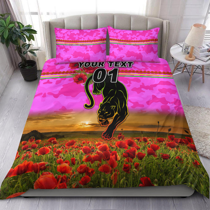 custom-personalised-penrith-panthers-anzac-2022-bedding-set-poppy-flowers-vibes-pink