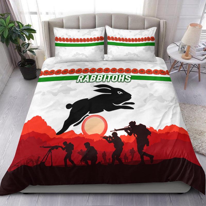 south-sydney-rabbitohs-anzac-2022-bedding-set-simple-style-white