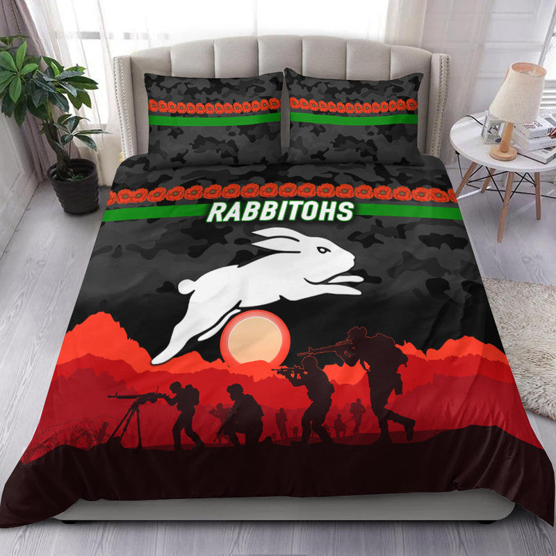 south-sydney-rabbitohs-anzac-2022-bedding-set-simple-style-black