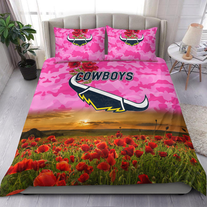 north-queensland-cowboys-anzac-2022-bedding-set-poppy-flowers-vibes-pink