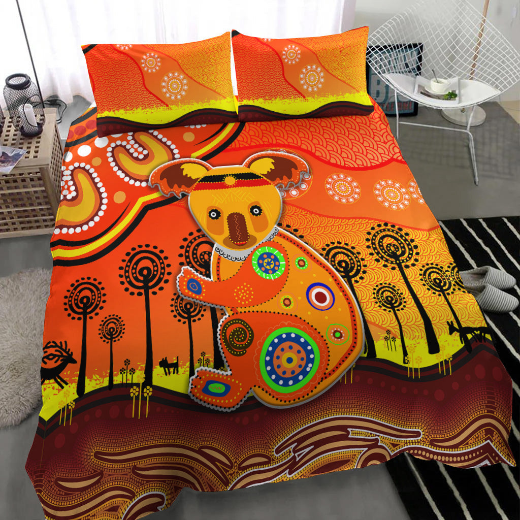 aboriginal-art-koala-bedding-set-indigenous-unique-vibes-orange