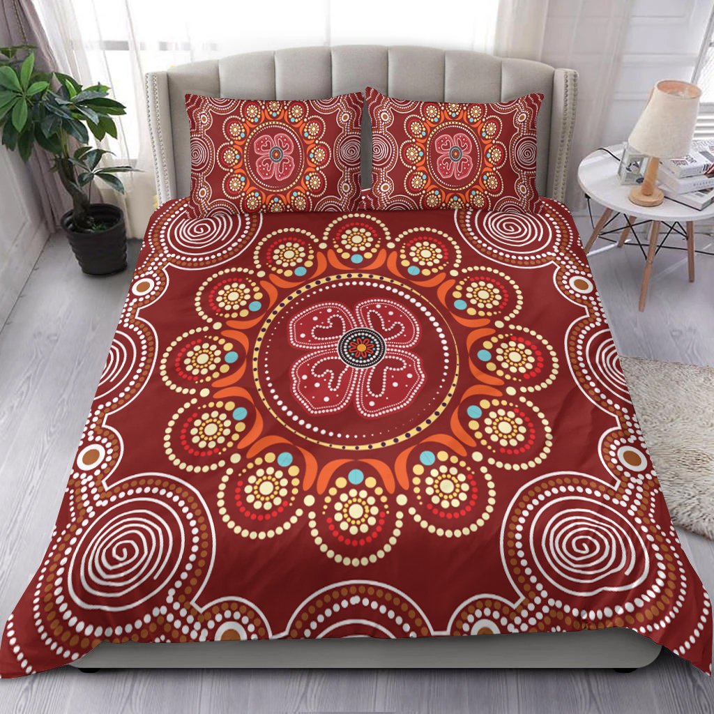 aboriginal-bedding-set-aboriginal-dot-art-painting-with-red-poppy-flower