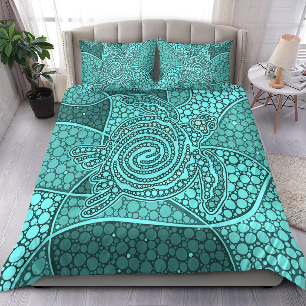 turtle-bedding-set-aboriginal-green-style