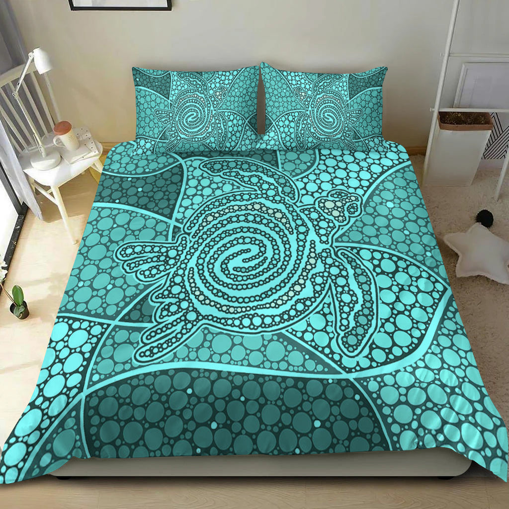 turtle-bedding-set-aboriginal-green-style