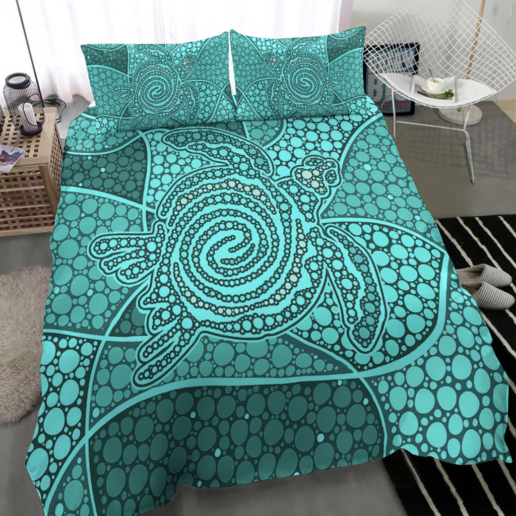 turtle-bedding-set-aboriginal-green-style