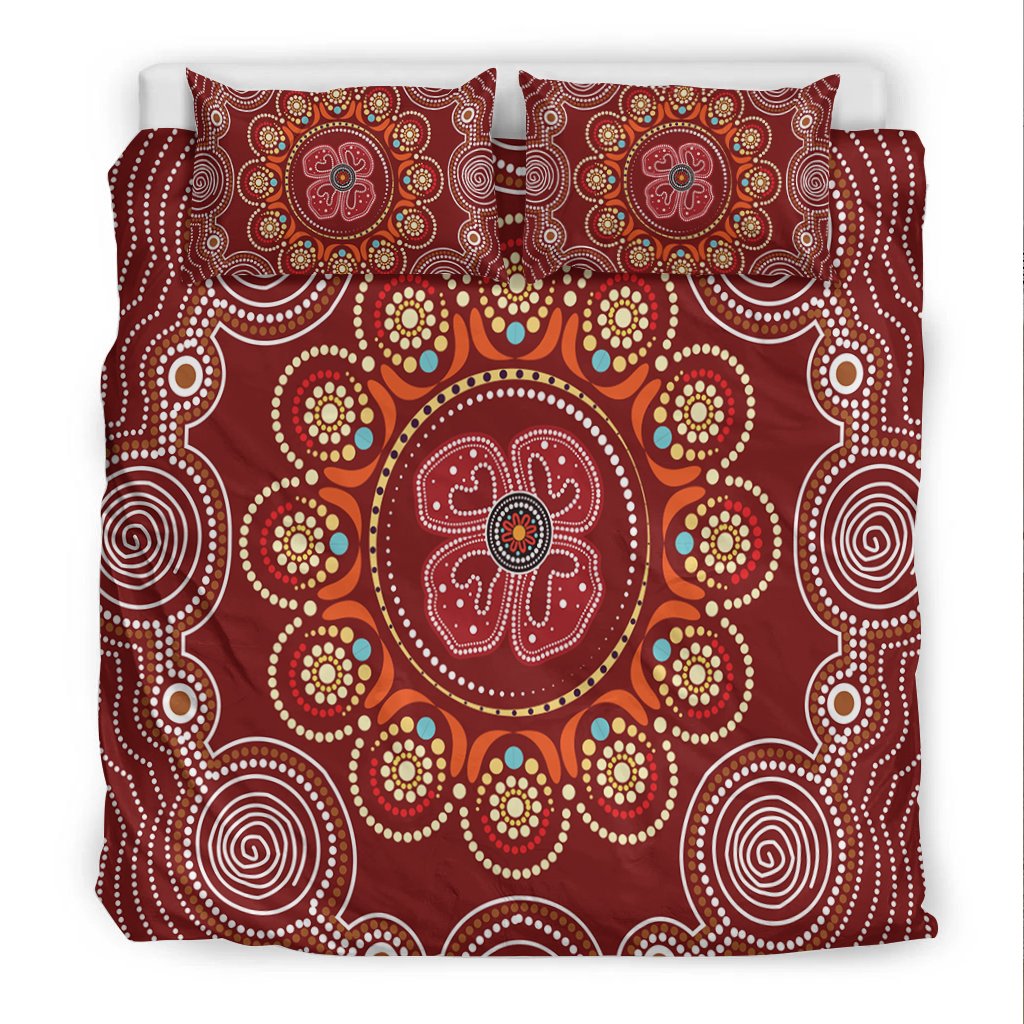 aboriginal-bedding-set-aboriginal-dot-art-painting-with-red-poppy-flower