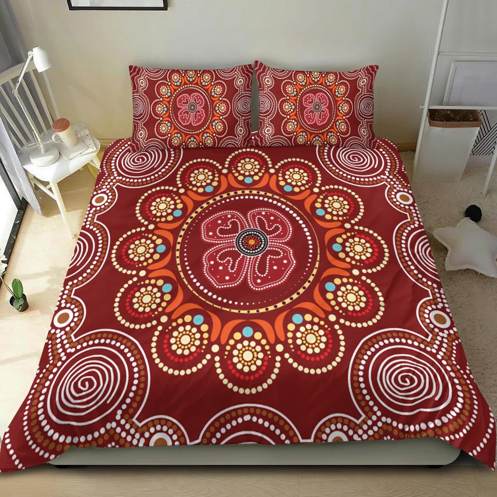 aboriginal-bedding-set-aboriginal-dot-art-painting-with-red-poppy-flower