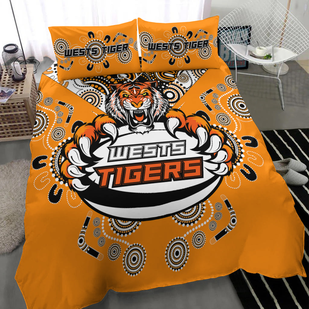 Wests Tiger Rugby Aboriginal Pattern Bedding Set - LT2