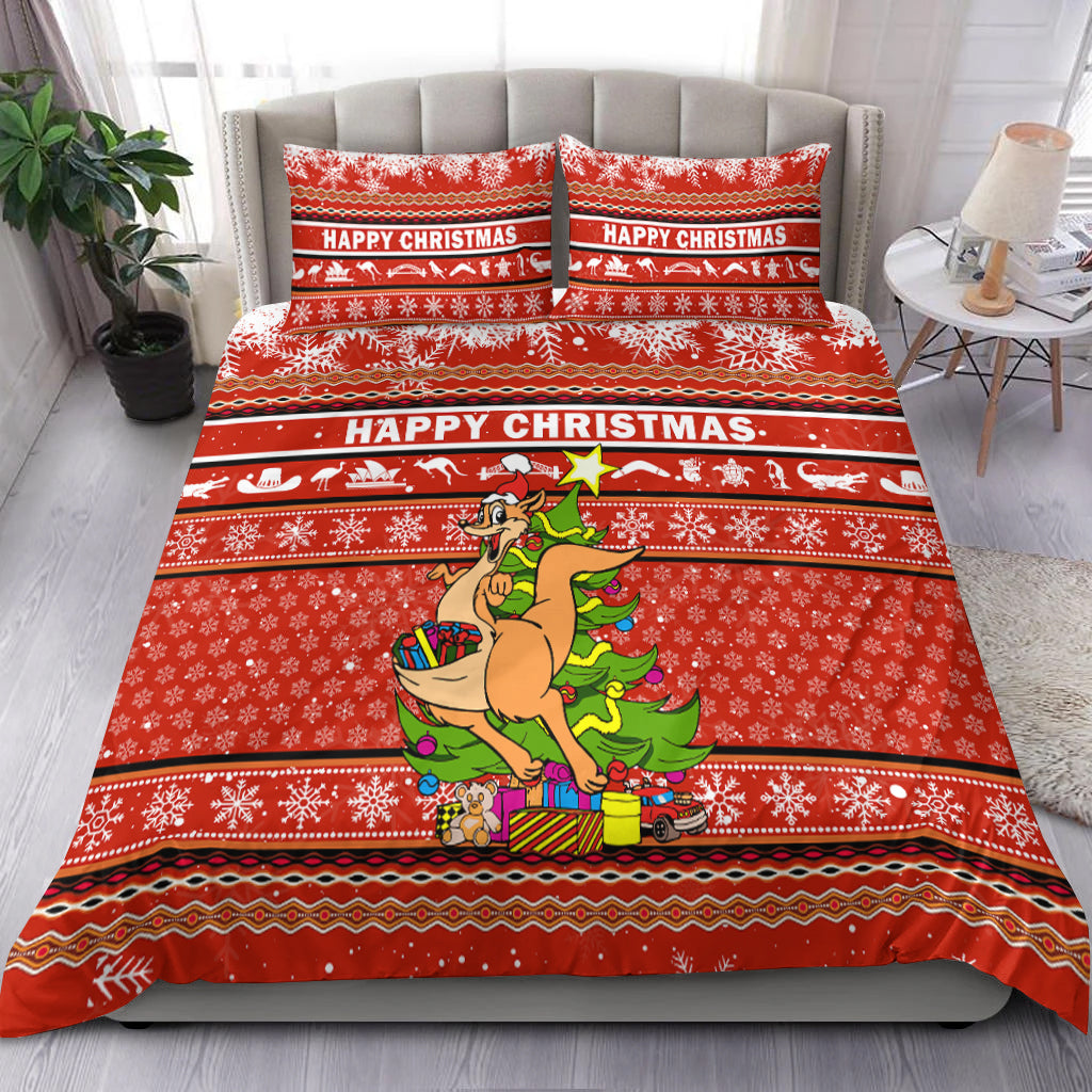 Australia Christmas Kangaroo Aboriginal Pattern Bedding Set - LT2