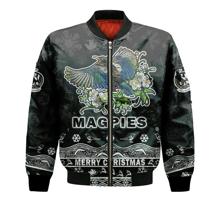 custom-personalised-and-number-collingwood-pies-unique-winter-season-bomber-jacket-magpies-merry-christmas