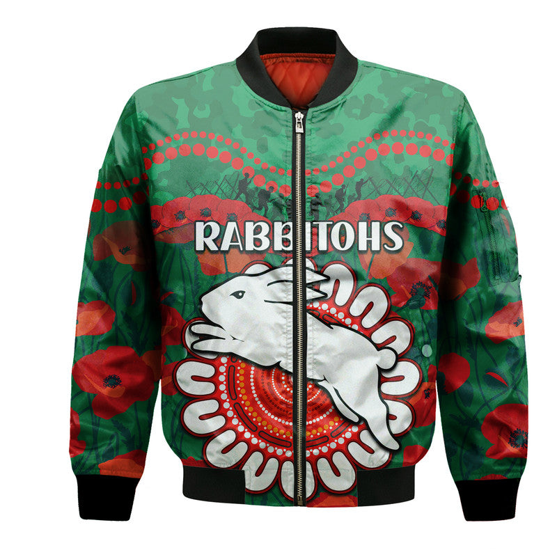 custom-personalised-rabbitohs-rugby-anzac-bomber-jacket-camouflage-poppy