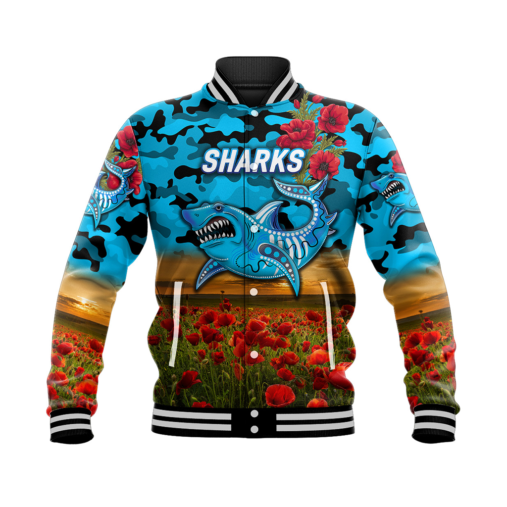 cronulla-sutherland-sharks-anzac-2022-baseball-jacket-poppy-flowers-vibes