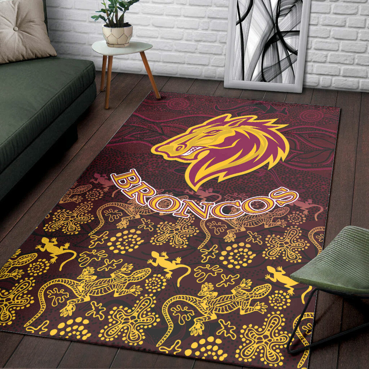 broncos-rugby-area-rug-broncos-animals-in-aboriginal-art-area-rug