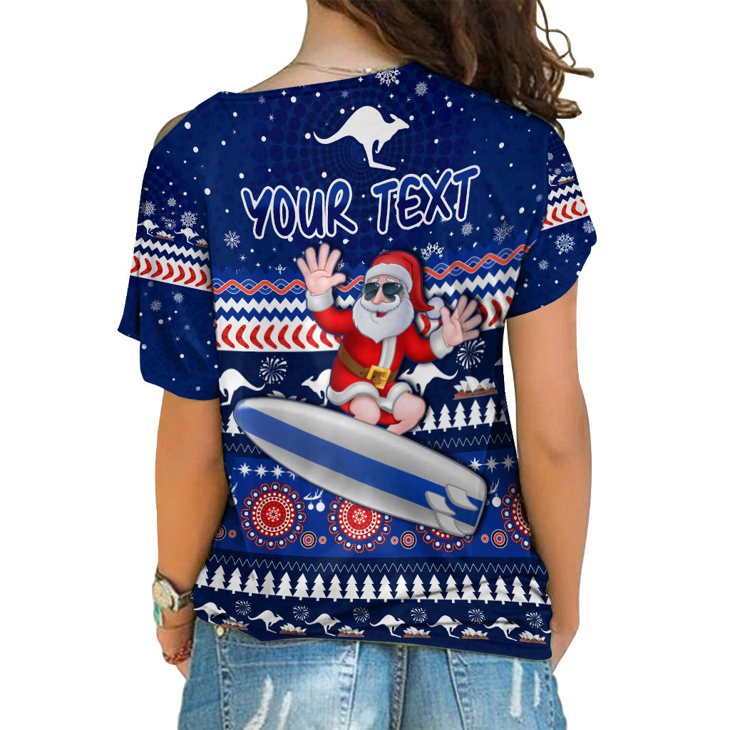 custom-personalised-australia-christmas-cross-shoulder-shirt-aussie-aboriginal-santa-claus-is-surfing-with-kangaroo