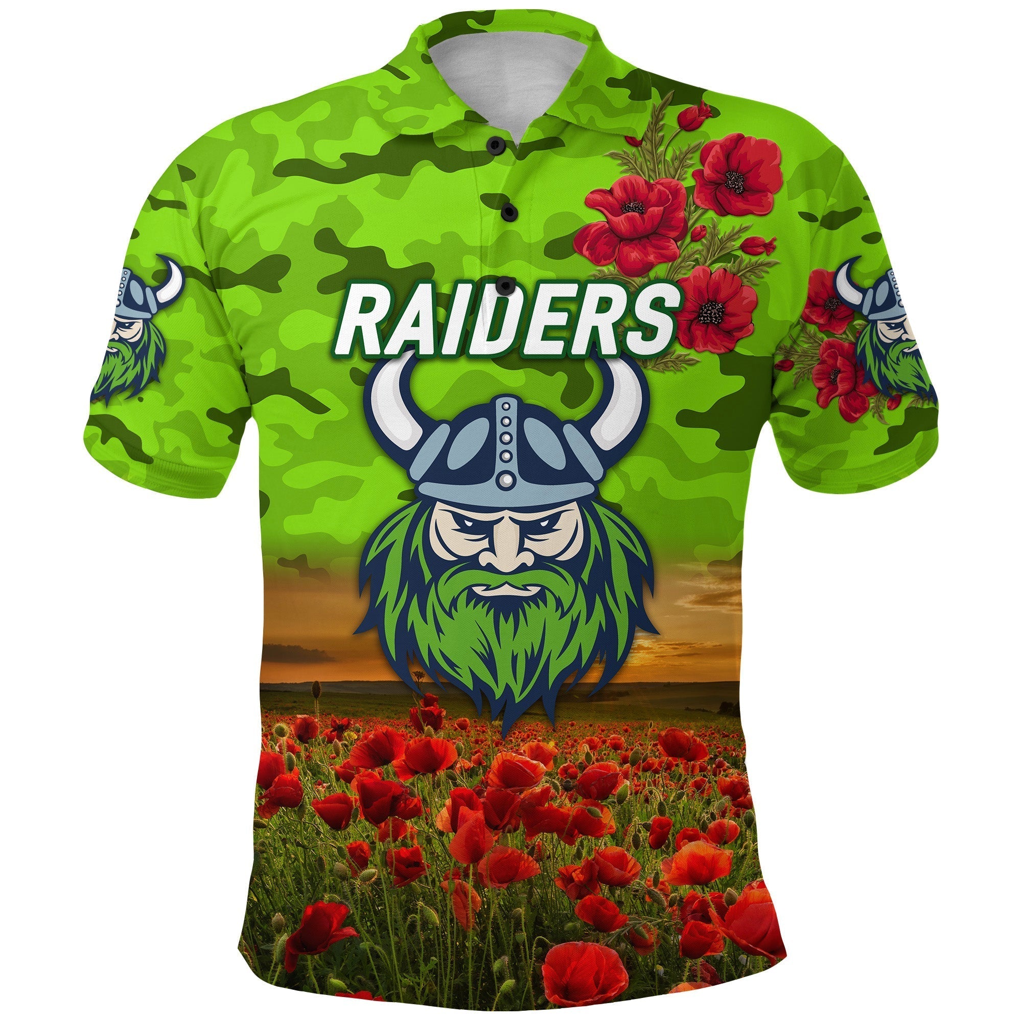 custom-personalised-raiders-anzac-polo-shirt-poppy-flowers-vibes