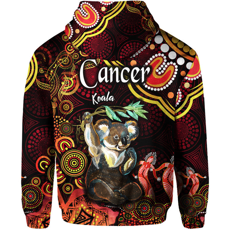 australian-astrology-zip-up-and-pullover-hoodie-cancer-koala-zodiac-aboriginal-vibes-red