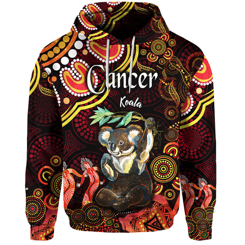 custom-personalised-australian-astrology-zip-up-and-pullover-hoodie-cancer-koala-zodiac-aboriginal-vibes-red