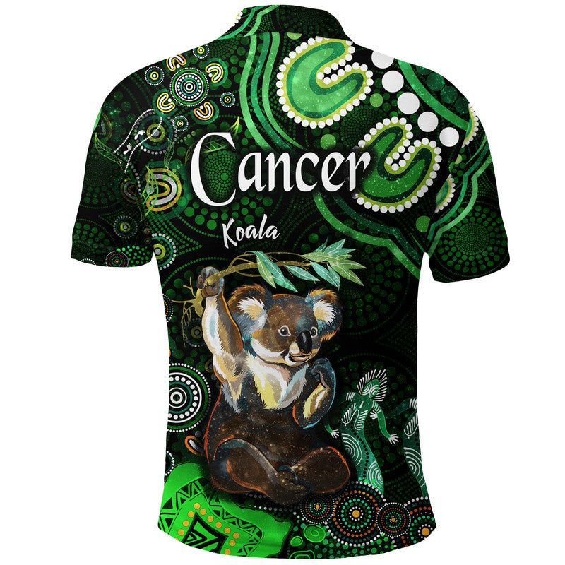 australian-astrology-polo-shirt-cancer-koala-zodiac-aboriginal-vibes-green