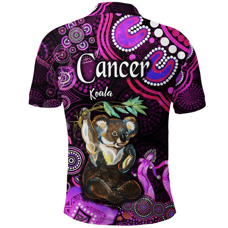 australian-astrology-polo-shirt-cancer-koala-zodiac-aboriginal-vibes-pink