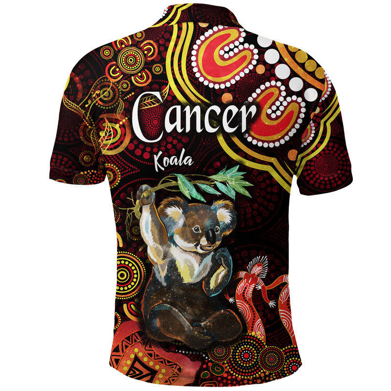 australian-astrology-polo-shirt-cancer-koala-zodiac-aboriginal-vibes-red