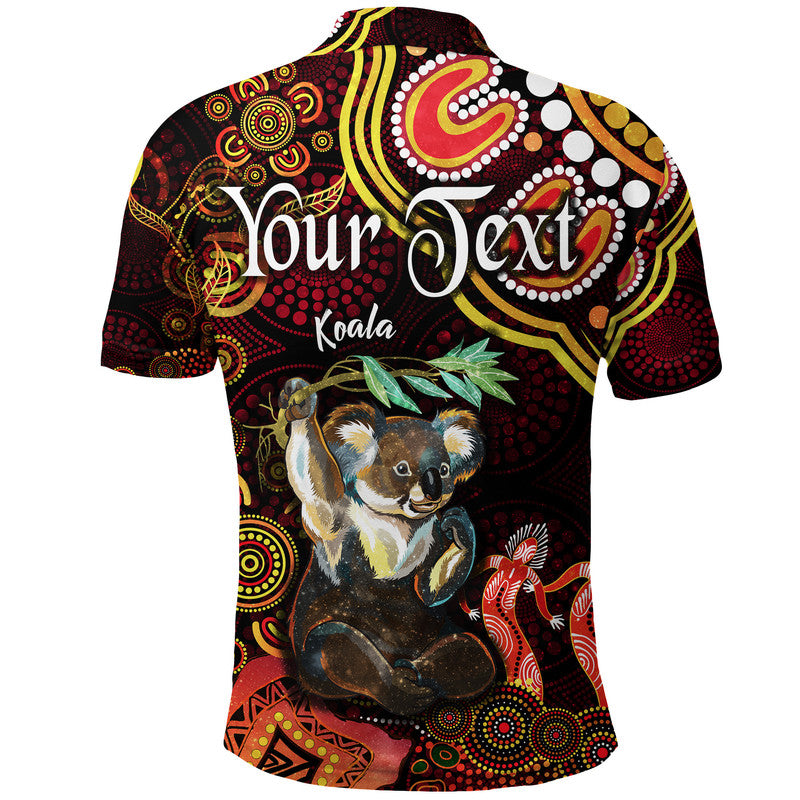 custom-personalised-australian-astrology-polo-shirt-cancer-koala-zodiac-aboriginal-vibes-red