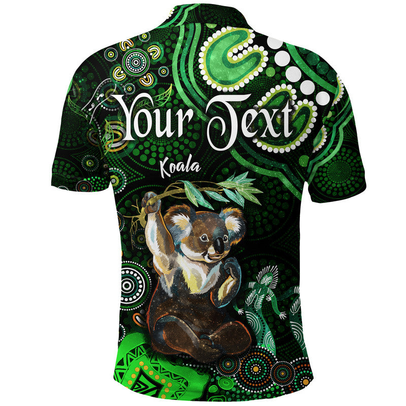 custom-personalised-australian-astrology-polo-shirt-cancer-koala-zodiac-aboriginal-vibes-green