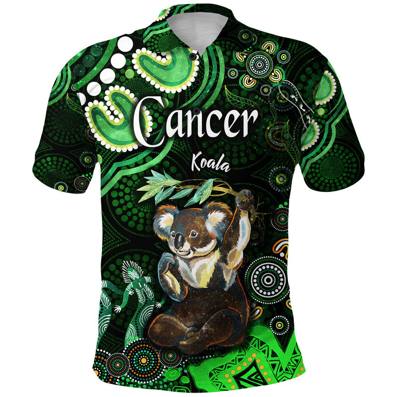 australian-astrology-polo-shirt-cancer-koala-zodiac-aboriginal-vibes-green