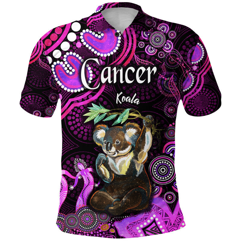 australian-astrology-polo-shirt-cancer-koala-zodiac-aboriginal-vibes-pink