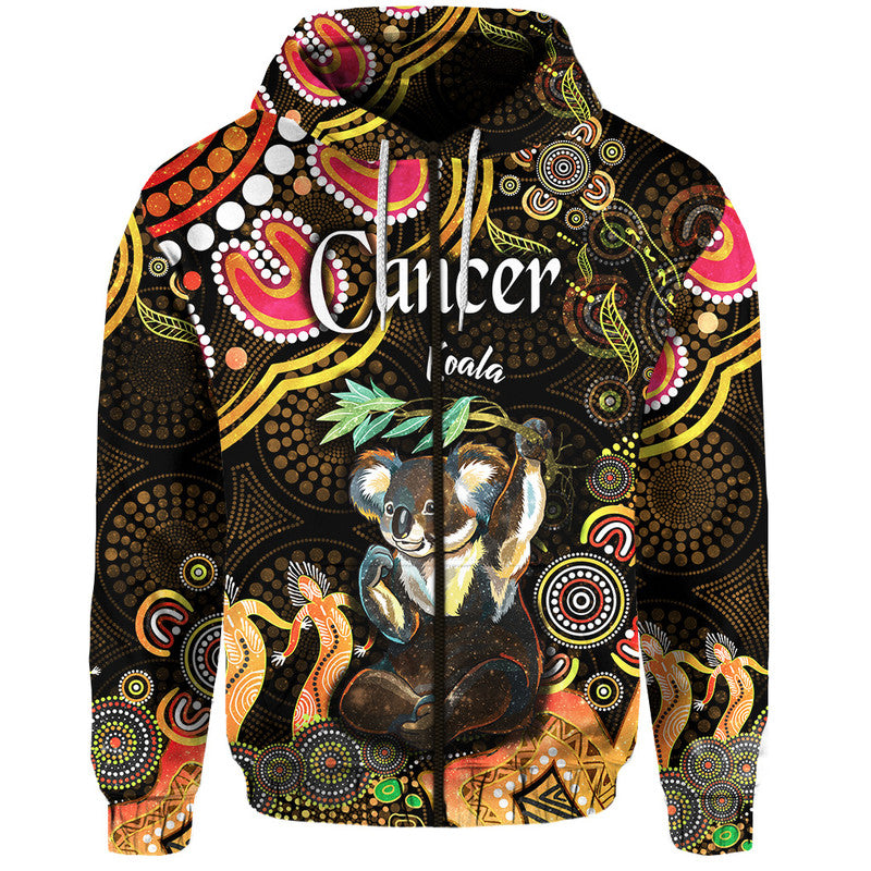 australian-astrology-zip-up-and-pullover-hoodie-cancer-koala-zodiac-aboriginal-vibes-gold