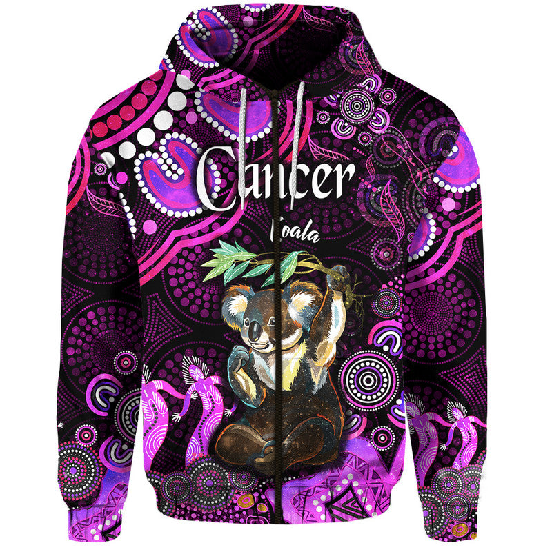 custom-personalised-australian-astrology-zip-up-and-pullover-hoodie-cancer-koala-zodiac-aboriginal-vibes-pink