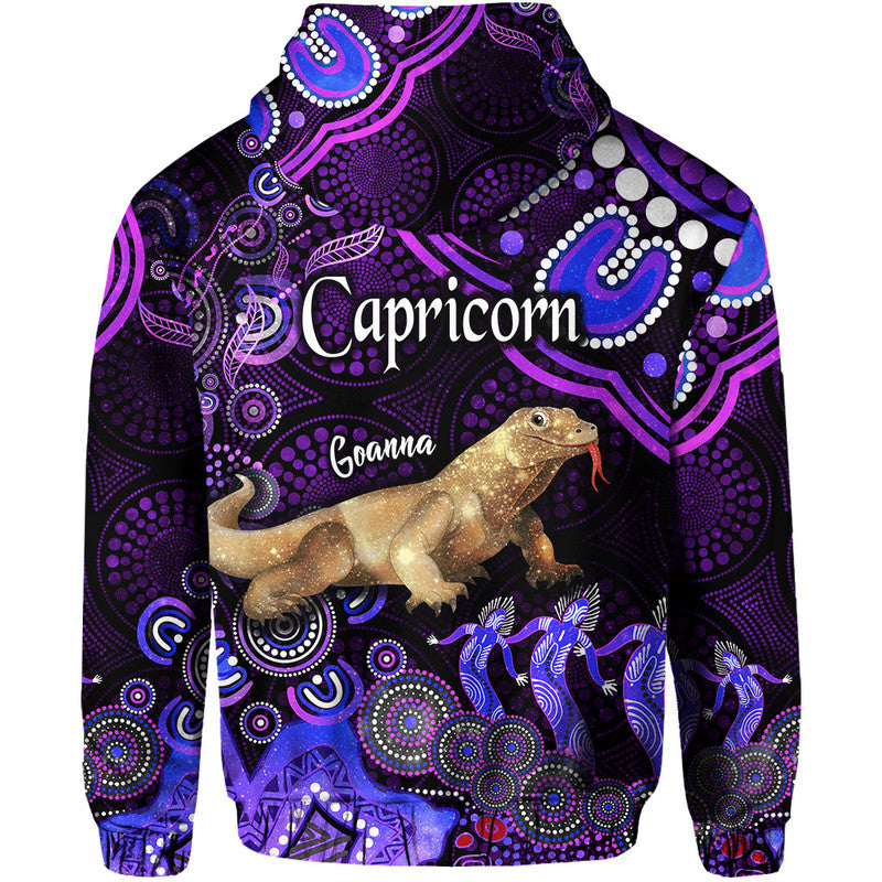 australian-astrology-zip-up-and-pullover-hoodie-capricorn-goanna-zodiac-aboriginal-vibes-purple